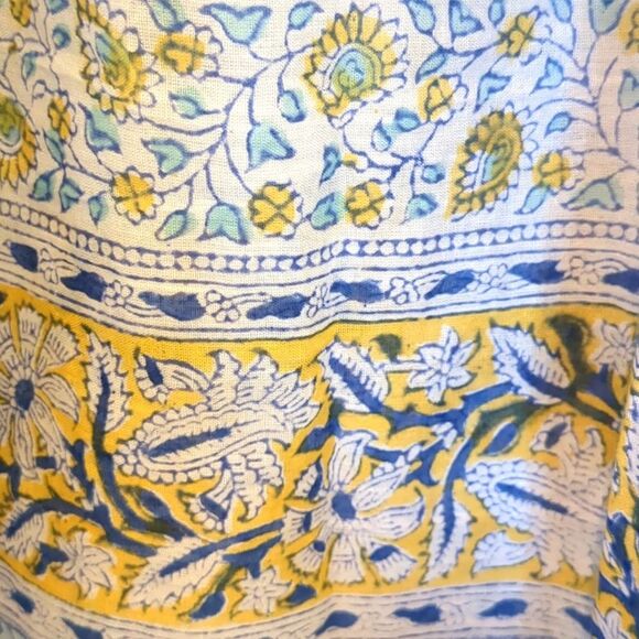 Dolma Women's Blouse S/M Indian Hand Block Print Top 100% Cotton Bell Sleeves - Picture 9 of 12